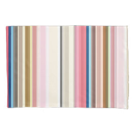 Blue, pink, almond and coffee stripes kussensloop