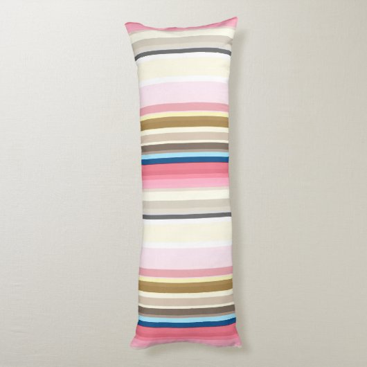 Blue, pink, almond and coffee stripes lichaamskussen (Achterkant (Verticaal))