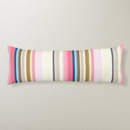 Blue, pink, almond and coffee stripes lichaamskussen