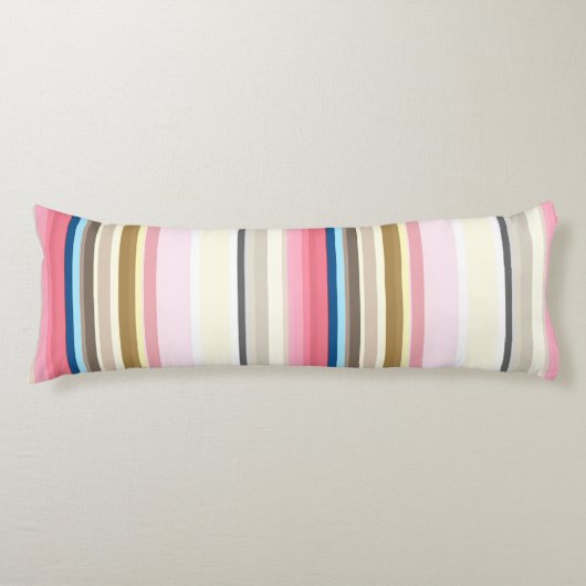 Blue, pink, almond and coffee stripes lichaamskussen (Voorkant)
