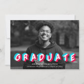 Blue & Pink | Anaglyph Photo Graduation Party Kaart (Voorkant)