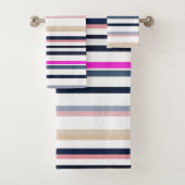 Blue Pink and Sand Stripes Bad Handdoek (Insitu)