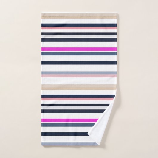 Blue Pink and Sand Stripes Bad Handdoek (Handdoek)
