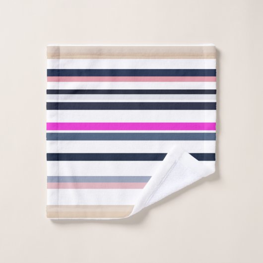 Blue Pink and Sand Stripes Bad Handdoek (Wasdoekje)