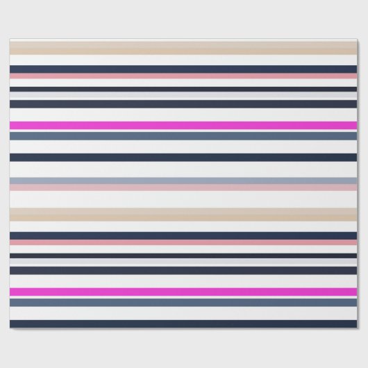 Blue Pink and Sand Stripes Cadeaupapier (Vlak)