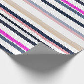 Blue Pink and Sand Stripes Cadeaupapier (Hoek)