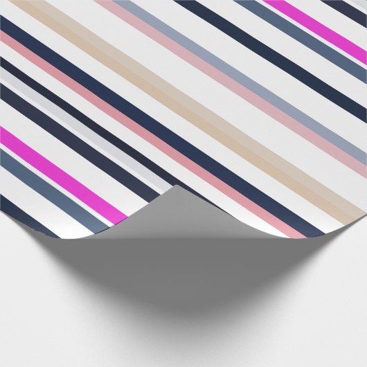 Blue Pink and Sand Stripes Cadeaupapier (Hoek)