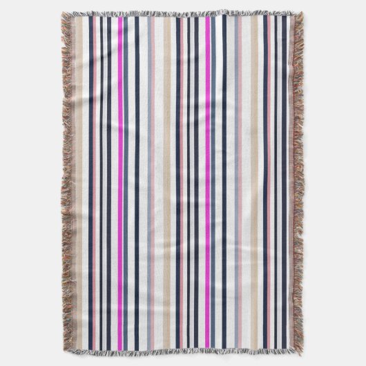 Blue Pink and Sand Stripes Deken (Voorkant Verticaal)