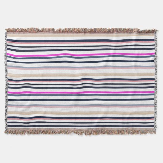 Blue Pink and Sand Stripes Deken (Voorkant)