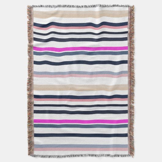 Blue Pink and Sand Stripes Deken (Voorkant Verticaal)