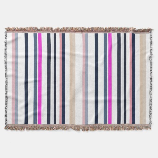 Blue Pink and Sand Stripes Deken (Voorkant)