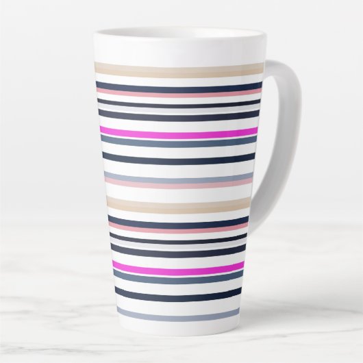 Blue Pink and Sand Stripes Latte Mok (Rechterhoek)