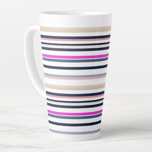 Blue Pink and Sand Stripes Latte Mok (Linkerhoek)