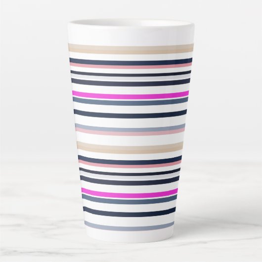 Blue Pink and Sand Stripes Latte Mok (Voorkant)