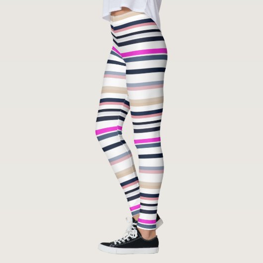 Blue Pink and Sand Stripes Leggings (Links)