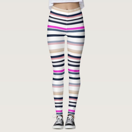 Blue Pink and Sand Stripes Leggings (Voorkant)