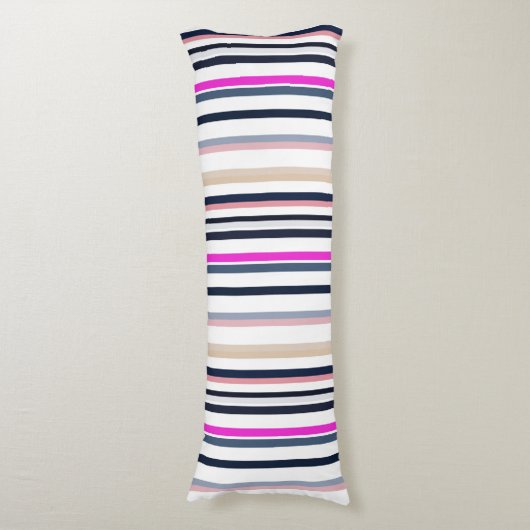 Blue Pink and Sand Stripes Lichaamskussen (Voorkant Verticaal)