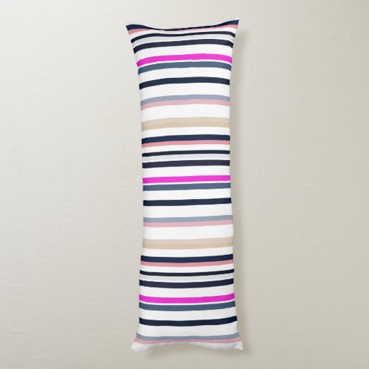 Blue Pink and Sand Stripes Lichaamskussen (Achterkant (Verticaal))
