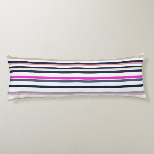 Blue Pink and Sand Stripes Lichaamskussen (Achterkant)