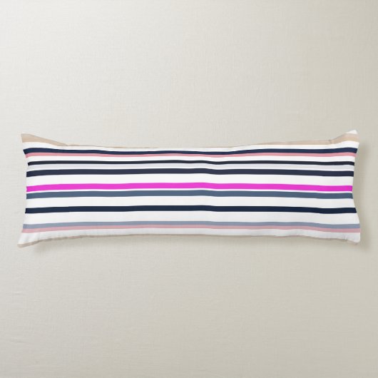 Blue Pink and Sand Stripes Lichaamskussen (Voorkant)