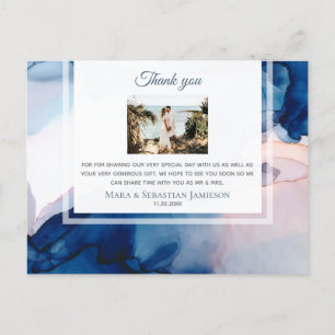 ~ Blue Pink AR17 Elegant Wedding Bedankt Briefkaart