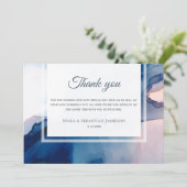 ~ Blue Pink AR17 Waterverf Elegant Trendy Wedding Bedankkaart (Staand voorkant)