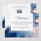 ~ Blue Pink AR17 Waterverf Elegant Trendy Wedding Bedankkaart (Voorkant / Achterkant)