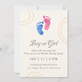 Blue & Pink Baby Feet Genderonthulling Uitnodiging (Voorkant)