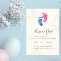 Blue & Pink Baby Feet Genderonthulling Uitnodiging