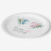 Blue Pink Balloons Gender Reveal Party Papieren Bordje (Gekanteld)