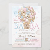 Blue Pink Beer Balloon Gender Reveal Baby shower Kaart (Voorkant)