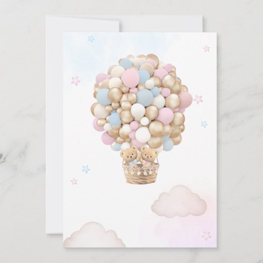 Blue Pink Beer Balloon Gender Reveal Baby shower Kaart (Achterkant)