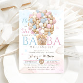 Blue Pink Beer Balloon Gender Reveal Baby shower Kaart