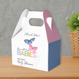 Blue & Pink Butterfly Twins Baby shower Dank u Bedankdoosjes