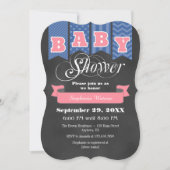 Blue Pink Chalkboard Flag Baby shower Invite Kaart (Voorkant)