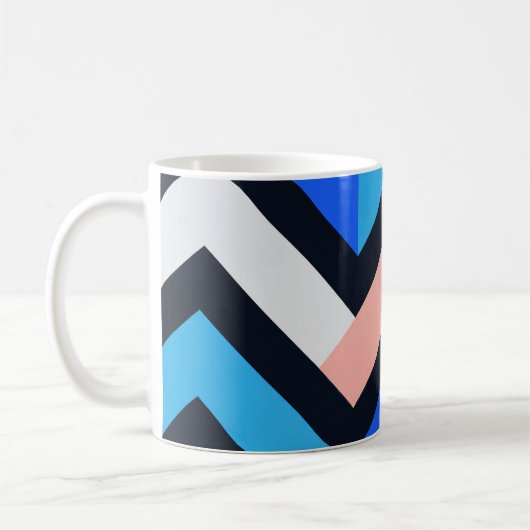 Blue Pink Chevron Geometric Pattern Koffiemok (Links)