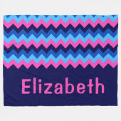 Blue Pink Chevron Monogram Large Fleece Blanket (Voorkant (Horizontaal))