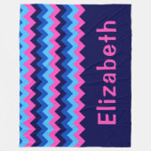 Blue Pink Chevron Monogram Large Fleece Blanket Deken (Voorkant)