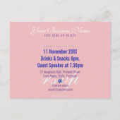 Blue+Pink Cocktail Party Invitation Briefkaart (Achterkant)