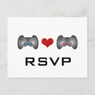 Blue Pink Cute Gamer RSVP Briefkaart