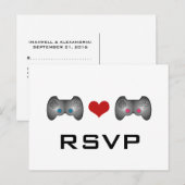 Blue Pink Cute Gamer RSVP Briefkaart (Voorkant / Achterkant)