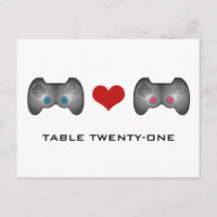 Blue Pink Cute Gamer Table Number Briefkaart