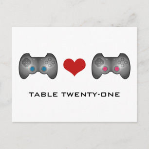 Blue Pink Cute Gamer Table Number Briefkaart