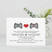 Blue Pink Cute Gamer Wedding Invite Kaart (Staand voorkant)