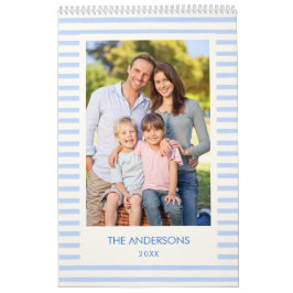 Blue Pink Elegant Modern Family Photo 2026 Kalender