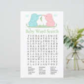 Blue Pink Elephant Baby shower Word Search Game (Staand voorkant)