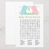 Blue Pink Elephant Baby shower Word Search Game (Voorkant / Achterkant)