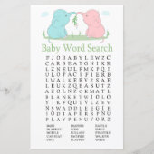 Blue Pink Elephant Baby shower Word Search Game (Voorkant)