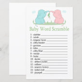 Blue Pink Elephant Baby word scramble game (Voorkant / Achterkant)