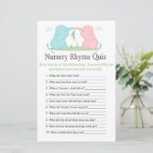 Blue Pink Elephant Nursery Rhyme Quiz baby shower (Staand voorkant)